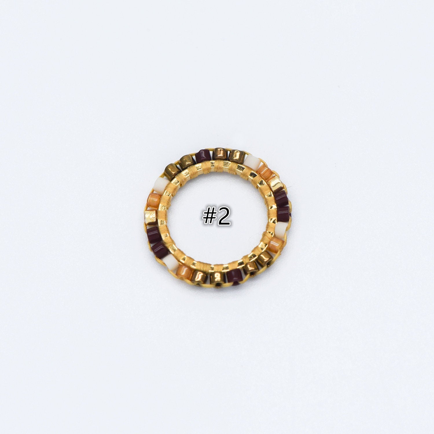 4pcs Seed Beads Round Circle Charm Connectors 16mm, Japan Miyuki Seed Glass Beaded Geometric Ring Pendants (RM-42)